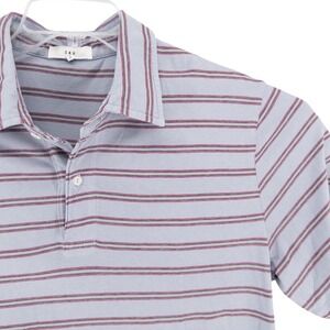 Save Khaki United SKU Men's Medium Short Sleeve Stripe Polo Shirt Blue USA Made